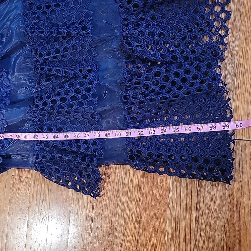 Venus Women's Navy Blue Guipure Lace Tiered Maxi - Picture 5 of 9